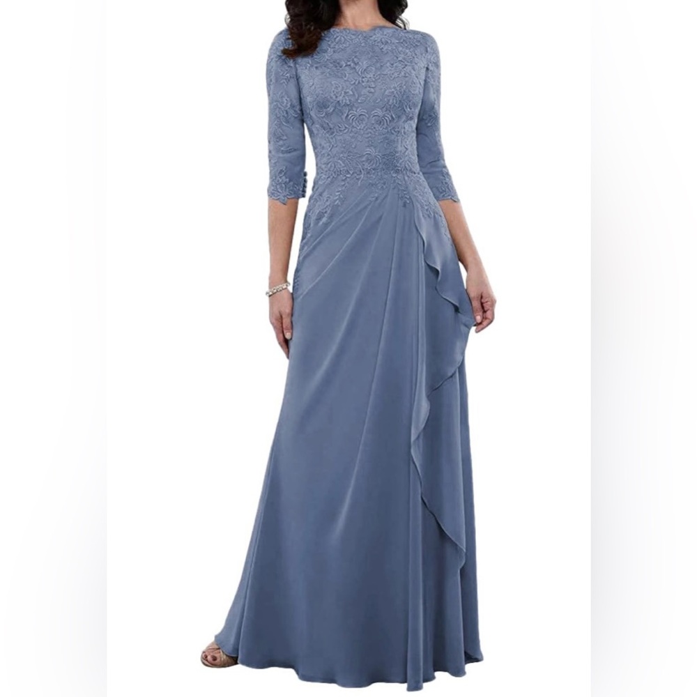H.S.D Size 8 NEW WITH TAGS Mother of Bride Dress Steel Blue formal evening gown
